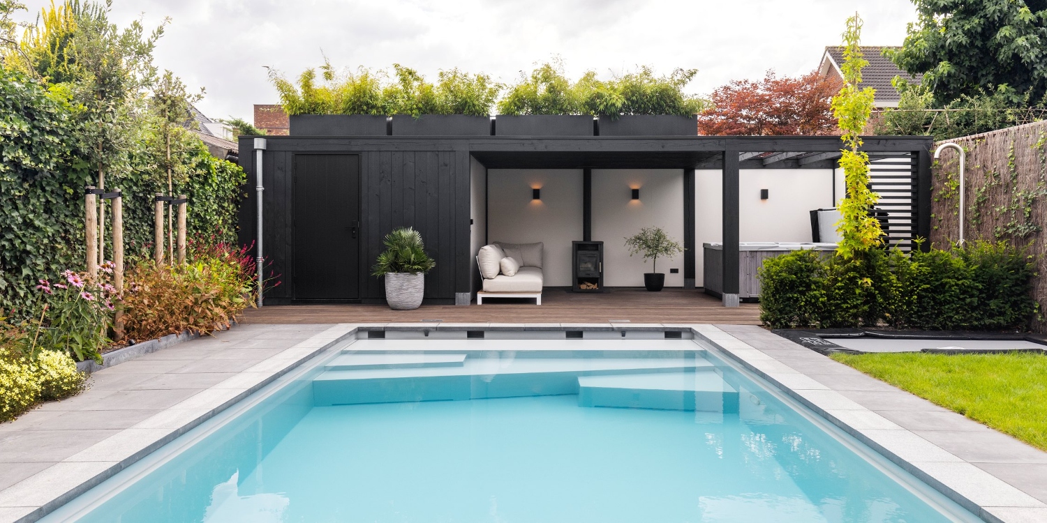 Veranda plat dak met sedum plantenbakken